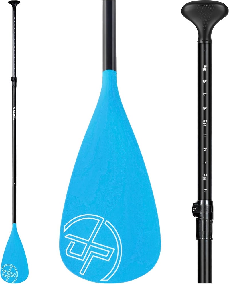 UPWELL SUP Paddle Adjustable Stand Up Paddle for Paddleboard, 3 Piece Aluminum Alloy Shaft with Reinforced Fiberglass Blade - Image 1